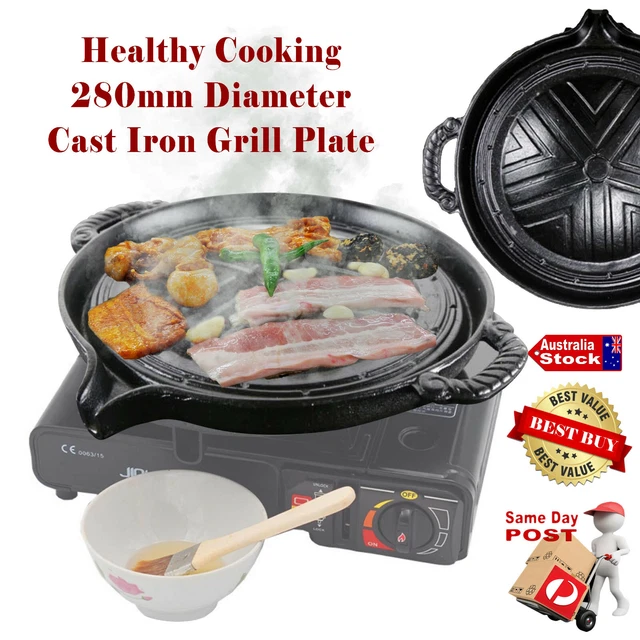 PORTABLE TABLETOP KOREAN Bbq Cast Iron Grill Pan Rack Indoor Outdoor
