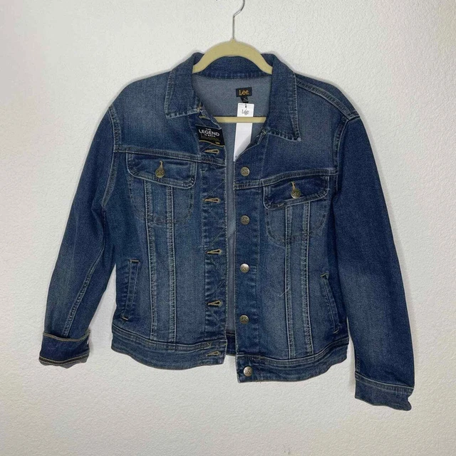 Lee Jeans rider fitted denim jacket in mid stone wash womens sz medium from asos