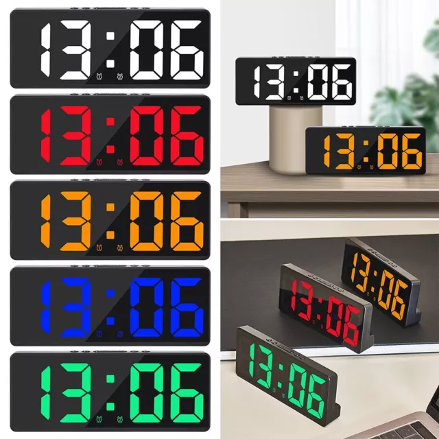  HERCHR Digitaluhr Großes Display, LED Elektrische Wecker  Spiegeloberfläche Nachttisch Tragbare Uhr für Schlafzimmer, Zuhause und  Reisen