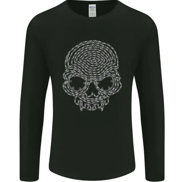 T-shirt a maniche lunghe Skull of Chains biker moto da uomo