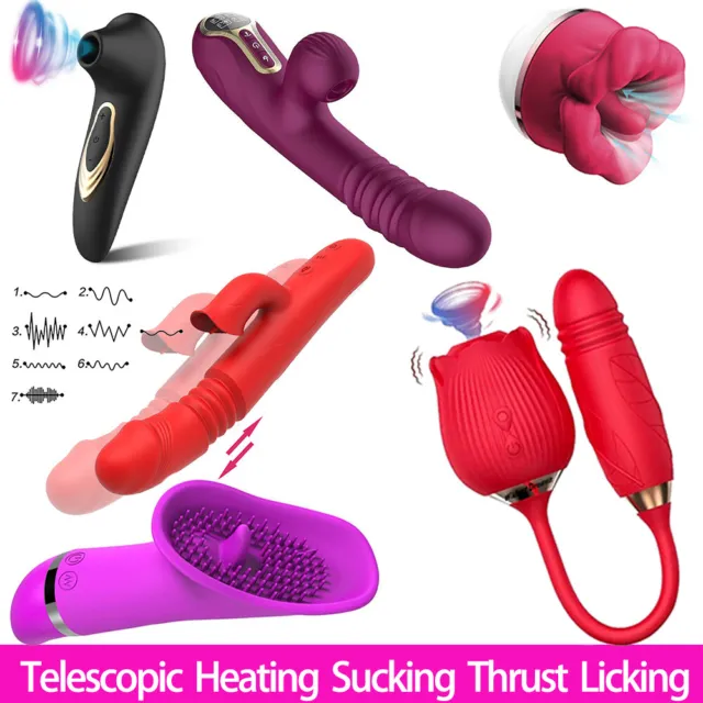 Rabbit Massager Female Telescopic Heating Sucking Thrust Massage Woman Toy Adult