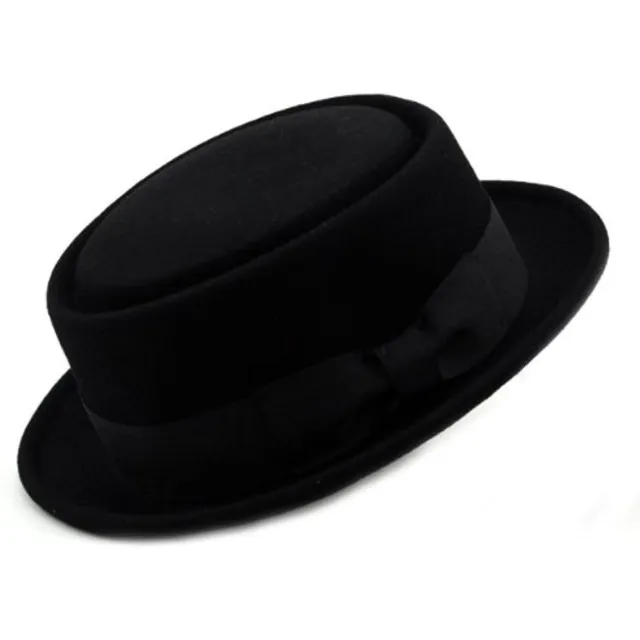 Differenttouch 100% Crush-able Wool Felt Pork Pie Heisenberg Style Hat W/Feather 2