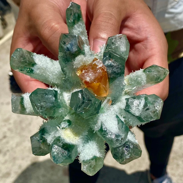 1.2LB New Find Green Phantom Quartz Crystal Cluster Mineral Specimen Healing 2