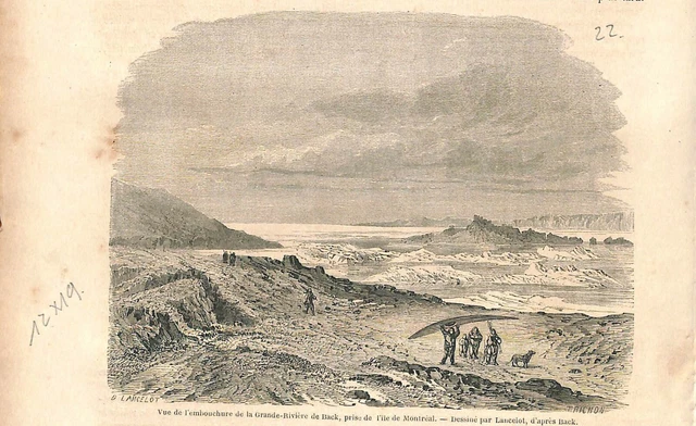 Embouchure de Grande-Rivière de Back île de Montréal Québec Canada GRAVURE 1860