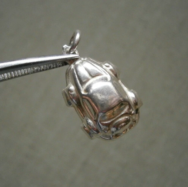 VW Beetle ~ Herbie ~ Puffy Puffed Sterling Silver Charm Pendant ~ 1.2g
