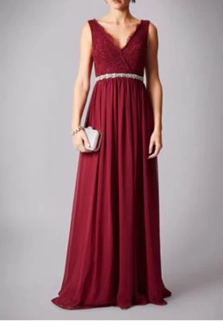 Mascara curve mc5181141 size 30 lace shoulder wine red evening dress BNWT