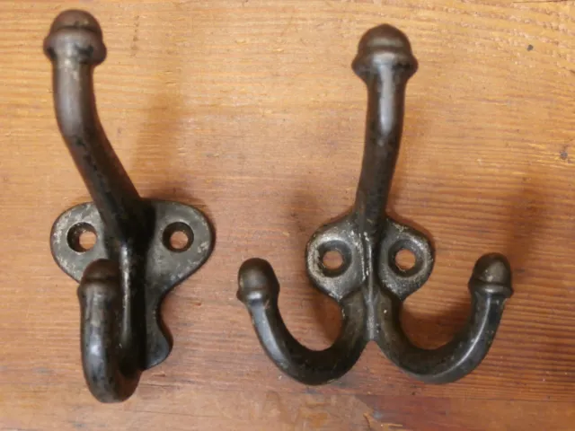 Antique Lot of 4 Triple & Double Cast Iron Coat Hooks ORIGINAL/SALVAGE 3