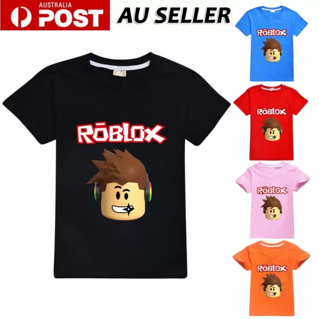 Roblox Print Short Sleeve T-shirt Kids Boys Summer Casual Crew