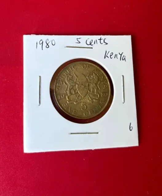 1980 Kenya 5 Cents Coin - Nice World Coin !!!