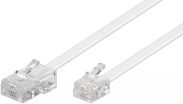 10x Modularanschlußkabel; TEL 6P4C-8P4C RJ11-RJ45 1000 WHITE 10m