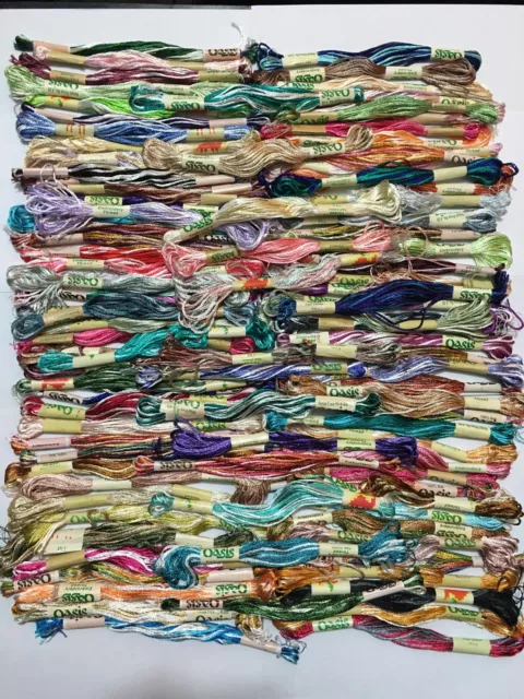 New 50 Variegated Art Silk/Rayon Metallic Stranded Embroidery Skeins Oasis uk