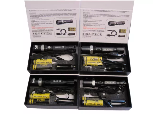 ❗ Mehrpack Swat LED Cree Polizei Taschenlampe + 8800mAh Akku + USB Ladekabel ❗