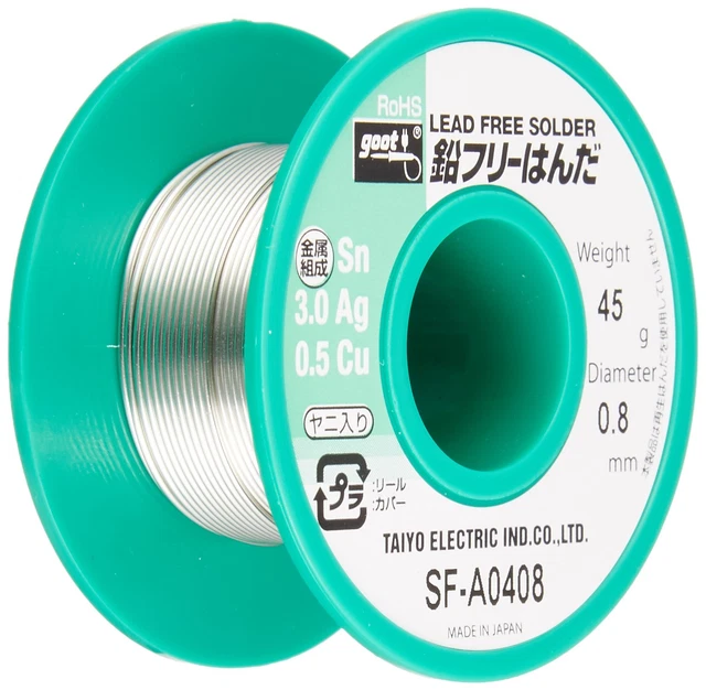 goot Lead Free Solder Φ0.8mm Tin 96.5%/Silver 3.0%/Copper 0.5% 45g Reel SF-A0408