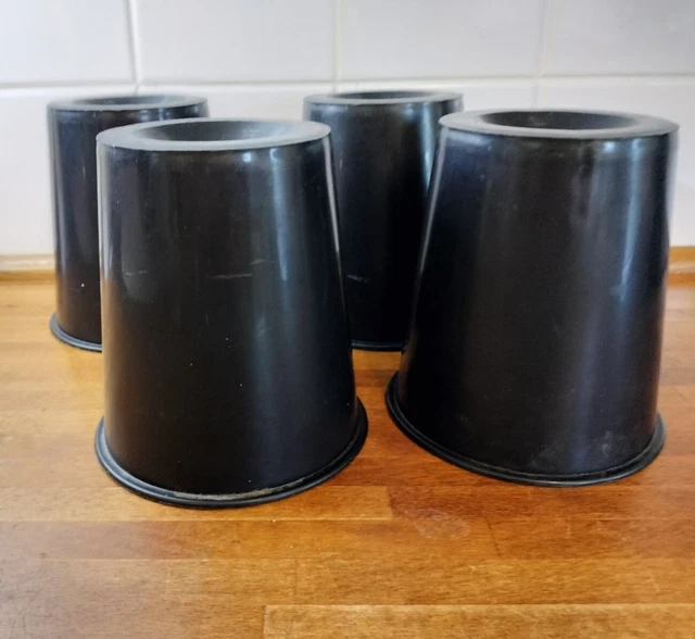 Set Of 4 Bed Chair Sofa Risers Black Round With 2.5in Top And 6in High.