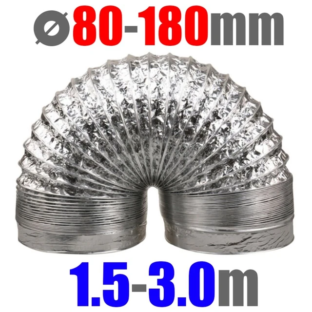 Tubo flessibile 1,5-3 m Ø80-180 mm ventilazione aria di scarico alluminio universale essiccatore cappa aspirante