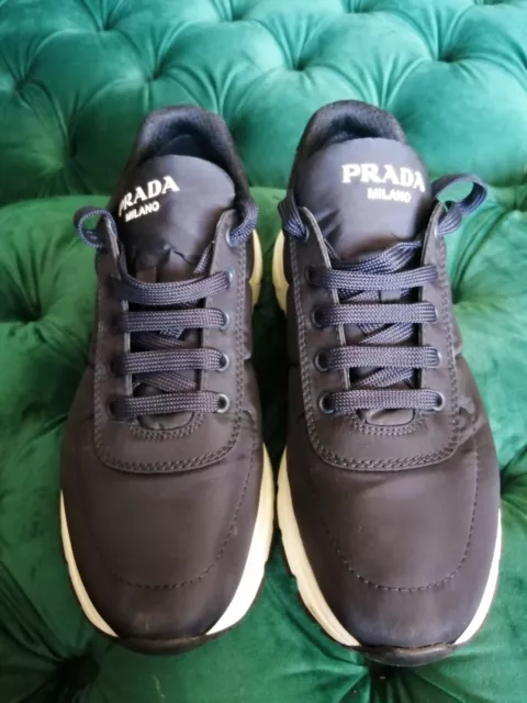 Prada Miláno Trainers Uk Size 7 + Box Authentic Seldom Worn Excellent Condition