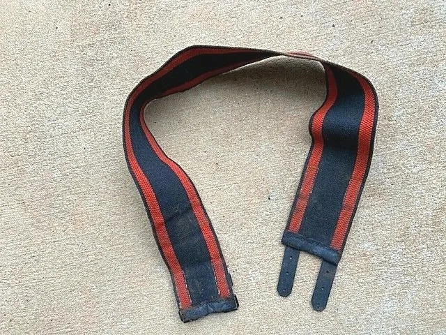 Vintage  Motorcycle Kidney Belt.Old. Red/Black Canvas w/Leather Straps 2