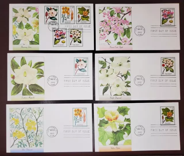Us First Day Covers -6 Flowers w/ stamps - Lot#1620