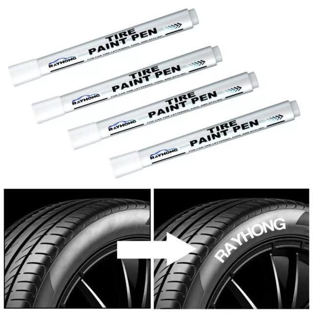  3pc White Paint Pen Marker Waterproof Permanent Car Tire  Lettering Rubber Letter : Automotive