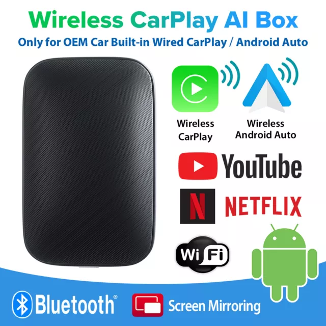 Wireless Carplay AI Box Android Auto Adapter Converter mit Netflix YouTube WIFI