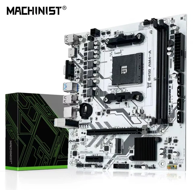 MACHINIST B450 MATX White Motherboard AMD AM4 Dual-channel DDR4 Memory ...