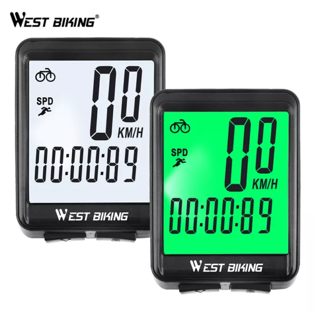 WEST BIKING Wired/Wireless Bicycle Computer Waterproof LCD Bike Speedometer ODO