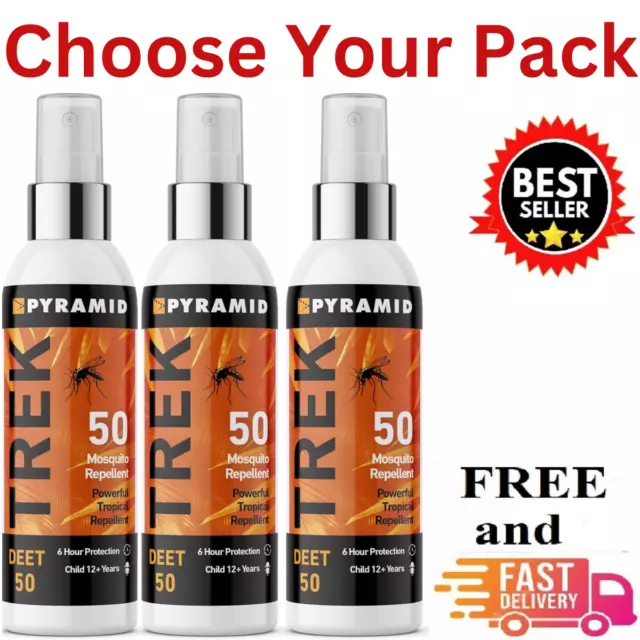 Pyramid Trek Insect Repellent Spray with 50% DEET Formula Unscented Mosquito UK