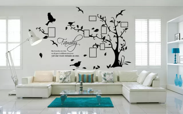 Family Tree Bird Photo Frame Wall Quote Art Wall Stickers UK   SH153