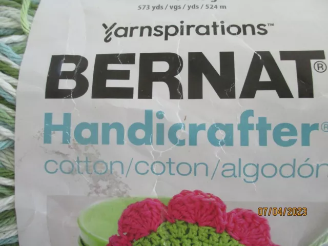 Bernat Handicrafter Variegated EMERALD ISLE Green 9 oz 100% Cotton Worst Wt #4