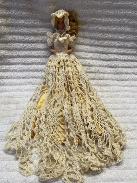 Barbie Doll Mottel 1966 VTG Handmade Victorian Crochet Outfit Late 19th Century