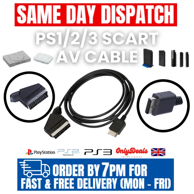 PS1 PS2 PS3 Scart Cable RGB AV Audio TV HDTV Cable Lead For Playstation