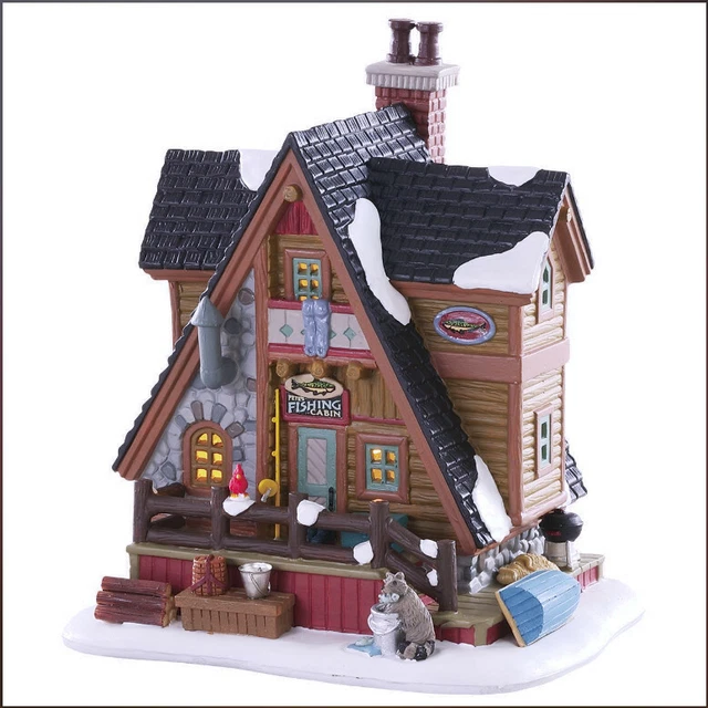 Lemax 2018 Pete's Fishing Cabin Vail Village #85321 Porcelain Light Collectible