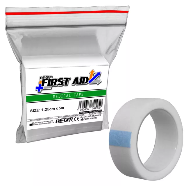 RE-GEN First Aid Microporous Medical Tape 1.25cm x 5m. Low Allergy Bandage Tape