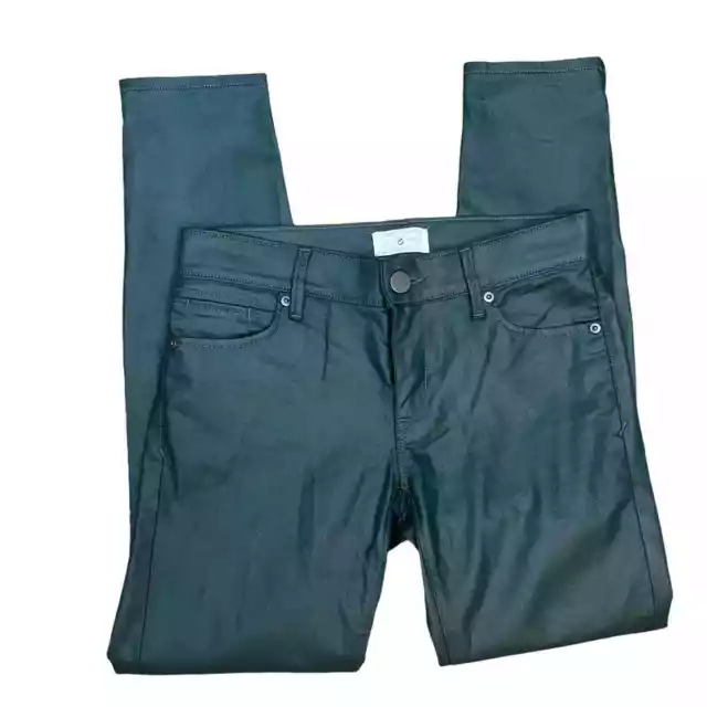 Lou & Grey Green Faux Leather Mid Rise Skinny Jeans Womens Size 24/00