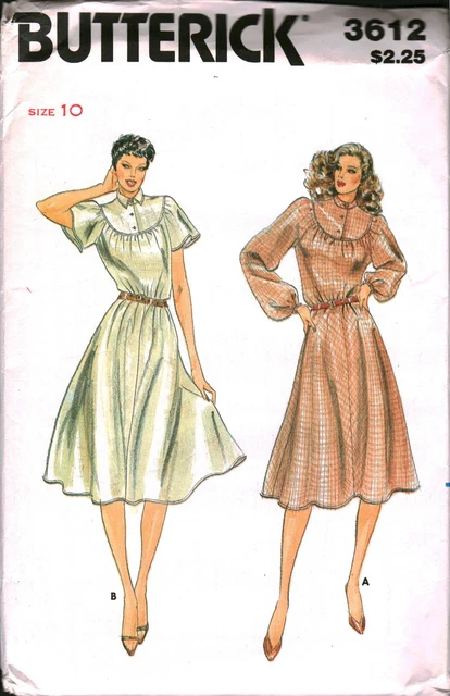 3612 Vintage Butterick Sewing Pattern Misses Very Loose Fitting Dress UNCUT 10