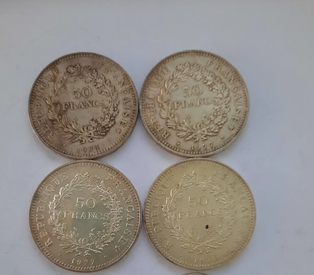Monnaie 50 francs Hercule argent en lot x 4
