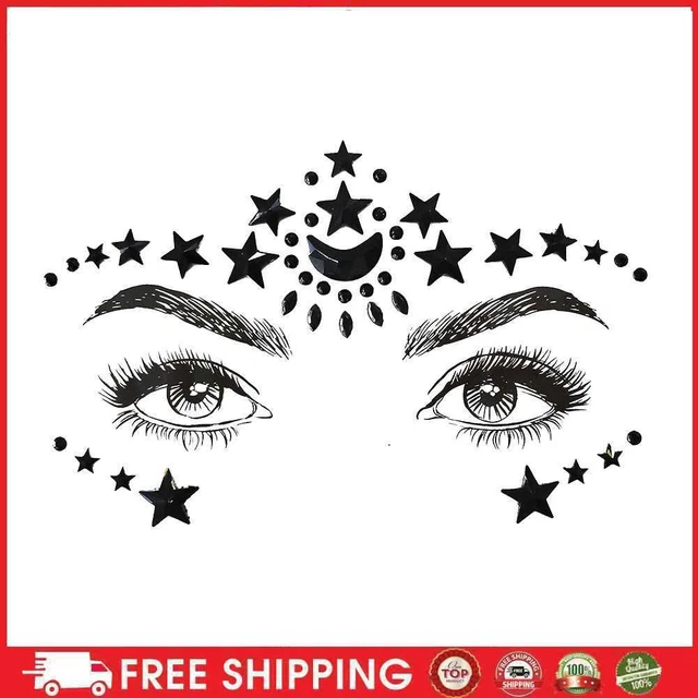 Face Tattoo Stickers Temporary Makeup Supplies for Party Cosplay Music Festival