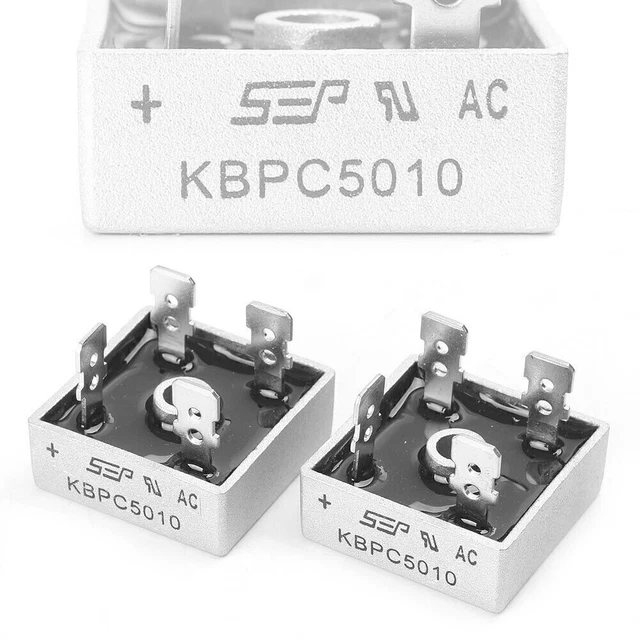 Confezione Da 10 Pezzi) KBPC5010 Raddrizzatori Per Ponte A Diodi Monofase 50A 1000V, Raddrizzatori A Ponte Con Alloggiamento Metallico Ad Alta Potenza - Foto 2