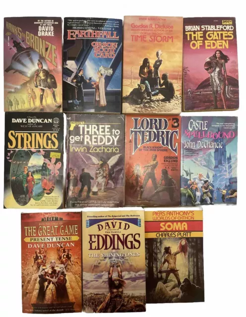 Semi Vintage (1980s - 1990s) US & UK Sci-Fi & Fantasy Paperback Book Bundle x 11