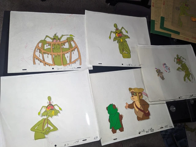 EWOKS animation cels BACKGROUND production art  Vtg Star Wars Toys Figures I8