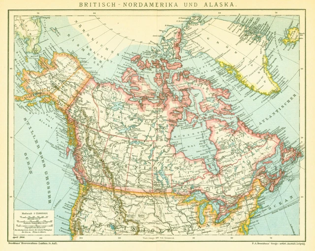 Map year 1906 - Canada Alaska Greenland Canada - British Columbia Labrador