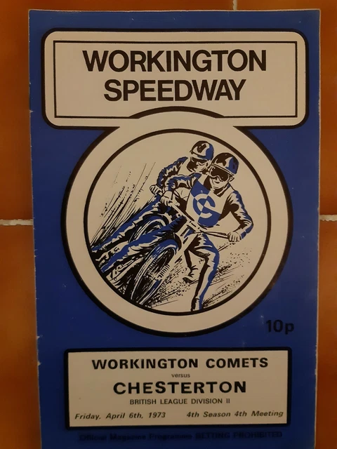 WORKINGTON vs CHESTERTON SPEEDWAY PROGRAMME 6/4/1973 (GOOD CONDITION)