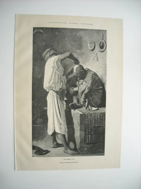 Gravure 1873. Salon. Le Barbier Turc. D’apres Le Tableau De M. Bonnat.