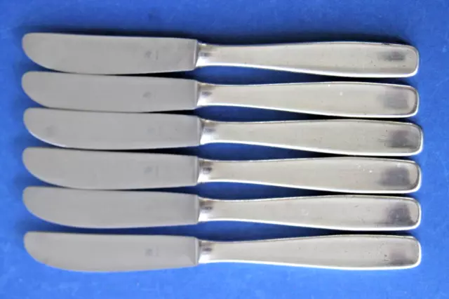 Vintage WMF Germany 6 silver plated dinner knives 'Line' pattern