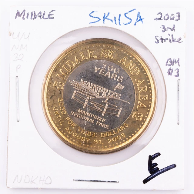 $3 2003 Midale & Area Saskatchewan SK115A BM 3rd Strike Canadian Municipal Token