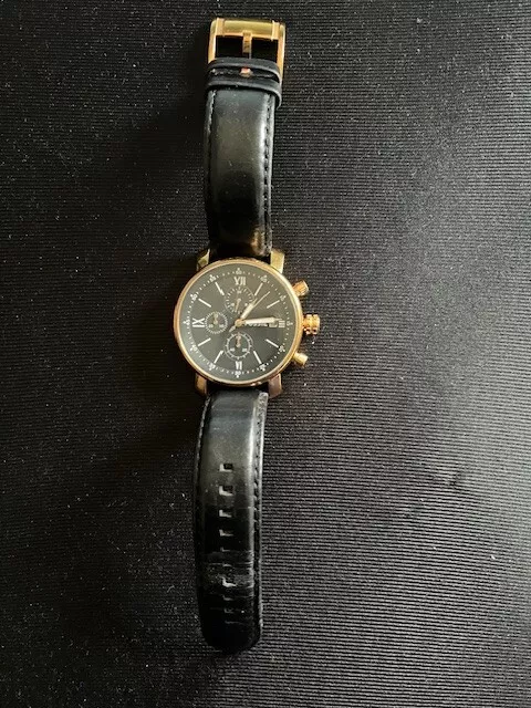 FOSSIL Men´s Rhett Chronograph Black Leather Rose Gold Watch BQ1008