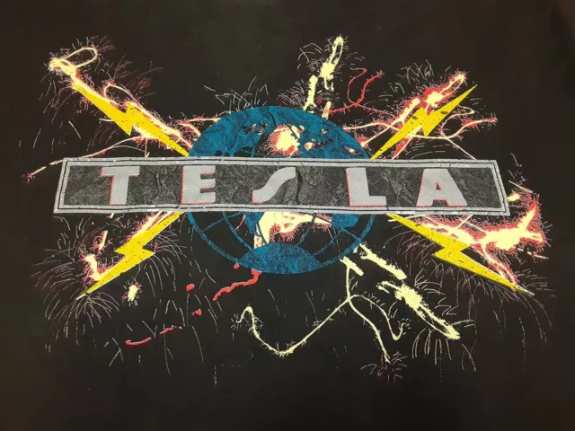 VTG 80s Tesla 1987 Mechanical Resonance Concert Tour Rock Band T Shirt X-Large