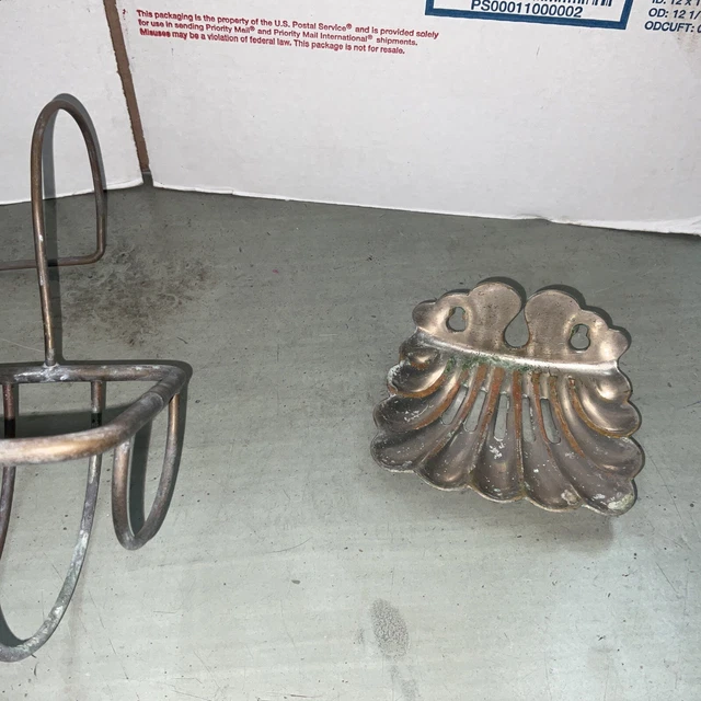 Antique Claw Foot Tub Brass Soap Dish And Sponge Holder -Rim Mount 3