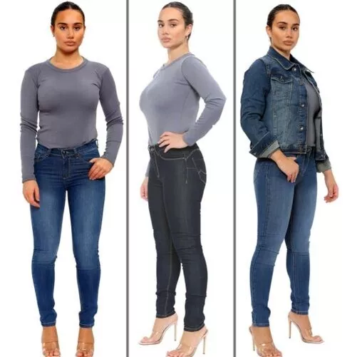 Enzo Femmes Extensible Skinny Jeans Neuf Pantalon Slim UK Taille 8-22