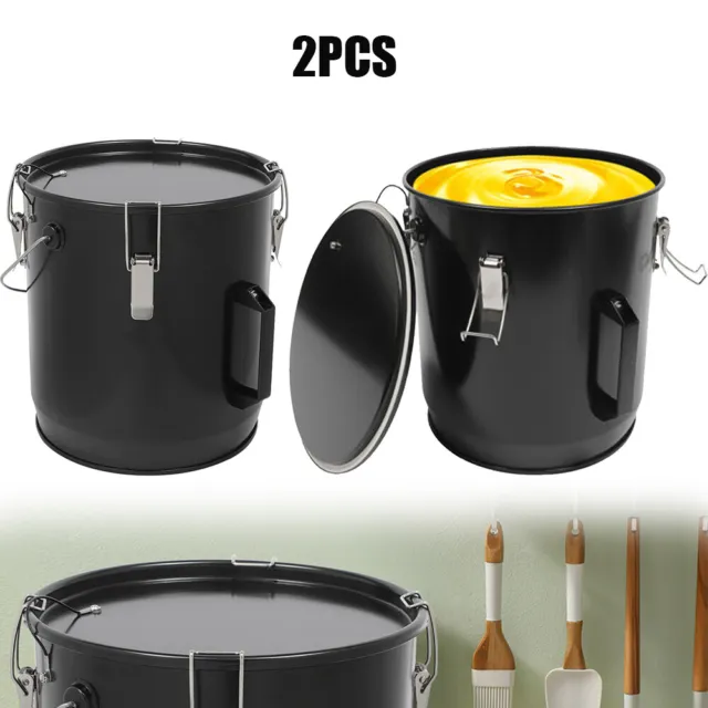2PCS 6 Gallon Fryer Grease Bucket Oil Disposal Caddy Oil Bucket w/Lid+Filter Bag